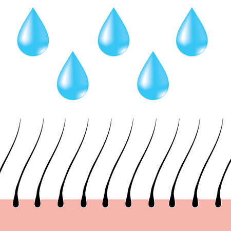 Three short black hair that hangs over the blue water drop vector illustrationのイラスト素材