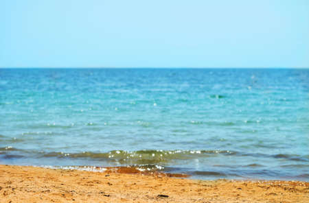 Southern Black Sea in the Crimea for a holiday, golden sandy shore, the beach, plenty of waterの写真素材