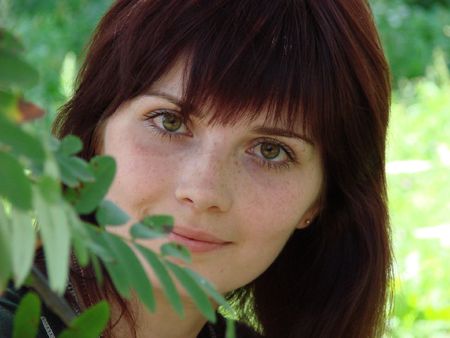 Female Model under Rowan Leaves