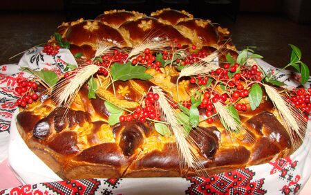 Ukrainian festive Meals. Holiday Bread 02の写真素材