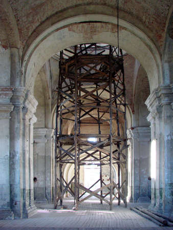 Old cathedral interior renewalの写真素材