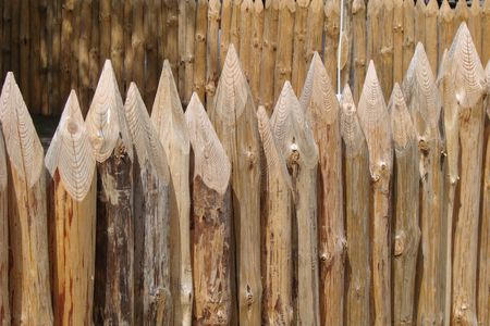 wooden sharp logs palings barrier wall