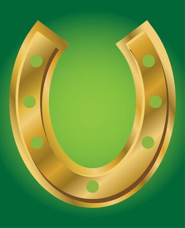 vector illustration of lucky horseshoe on green backgroundのイラスト素材