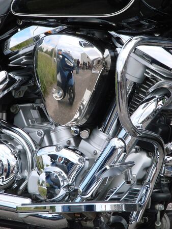 Motorcycle chrome engine design backgroundの写真素材