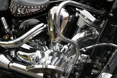 Motorcycle chrome engine design backgroundの写真素材