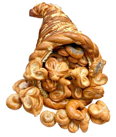 Handmade festive Bread Horn of Plentyの写真素材