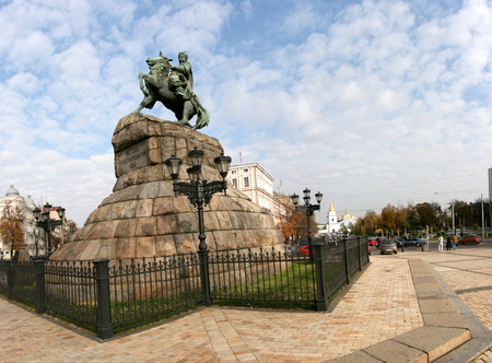 Monument to Bogdan Khmelnitsky in Kiev, Ukraineの写真素材