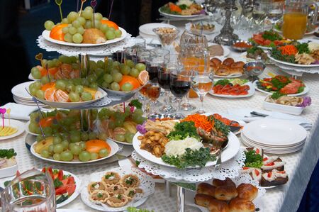 Traditional European festive holiday dinner mealsの写真素材