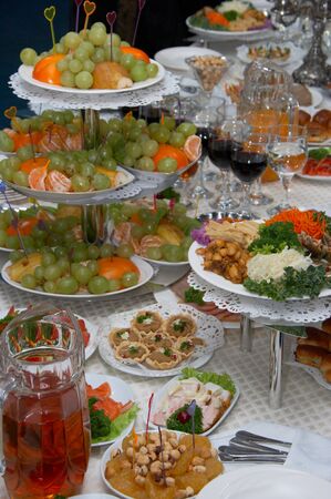 Traditional European festive holiday dinner mealsの写真素材