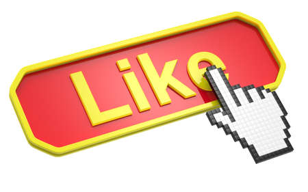 Orange Like button and hand cursor 