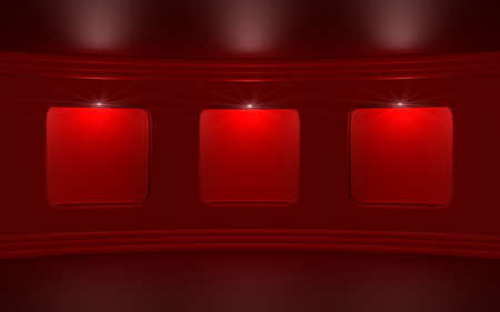 Empty red gallery. Abstract 3d illustration.の写真素材