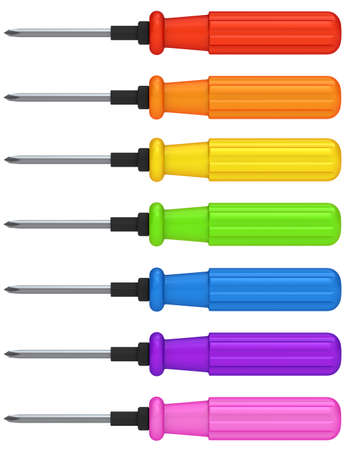 Set of color screwdrivers isolated on white background.の写真素材