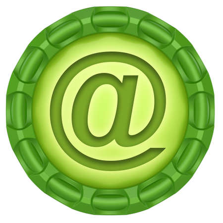 E-mail @ Abstract green label isolated on white background.の写真素材
