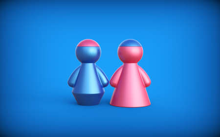 Abstract concept with figures of man and woman. Exchange brain. 3d render.の写真素材