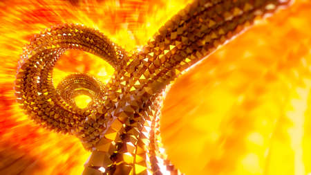 Abstract geometric fiery orange background. 3d rendering.