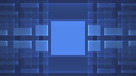Abstract creative blue fractal technological background with crossed rectangles.