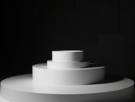 Abstract white podium display for product presentation in minimal style. Generative AI.の素材