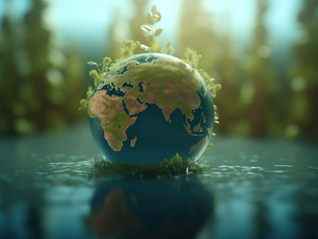 Abstract conceptual background devoted to the protection of the environment of planet Earth. Generative AI.の素材