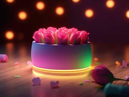 Abstract festive background with gifts for a greeting card. Generative AI.の素材