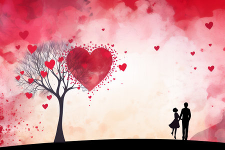 Abstract background for Valentine's Day greeting card. Generative AI.の素材