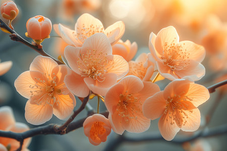 Apricots blossom in spring. Generative AI.の素材
