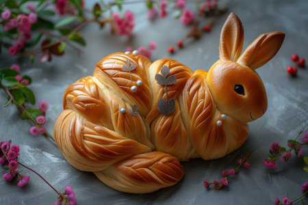Cute Easter bunny like a delicious pastry. Generative AI.の素材