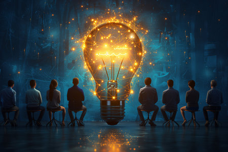 Brainstorming to generate new ideas. Business concept. Generative AI.の素材