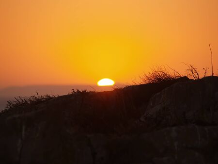 Beautiful sunset in Peniche in Portugalの写真素材