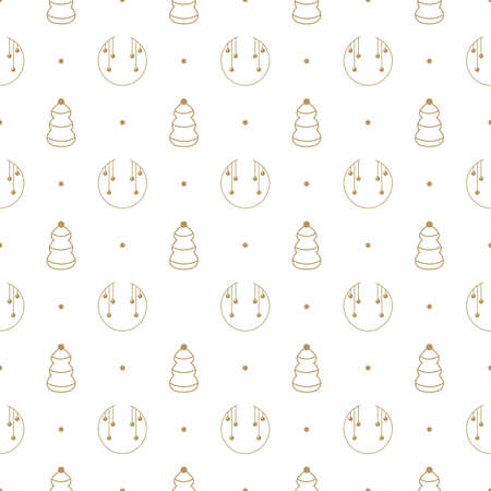 Winter holidays seamless pattern with balls, christmas trees and dots. Ideals for xmas backgroundのイラスト素材