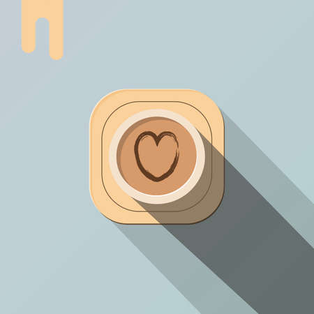 Cup of Coffee on a light Background. Minimal Design illustration. Coffee cup with heart.のイラスト素材
