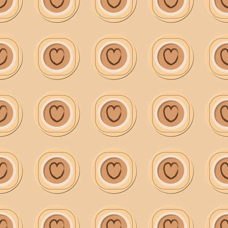 Seamless pattern with coffee cups and hearts. Ideal for your backgrounds and texturesのイラスト素材