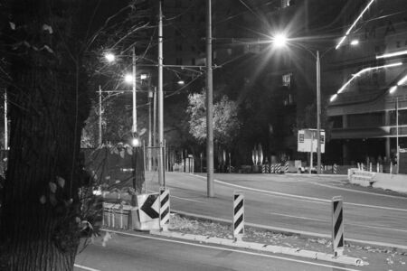 Walking in Melbourne city at night, B&W