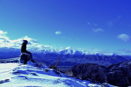 Mountain Landscape scene over New Zealandの写真素材