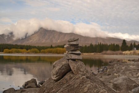 Mountain Landscape scene over New Zealandの写真素材