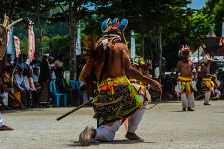 A Tribal fight in Flores island, Indonesiaのeditorial素材