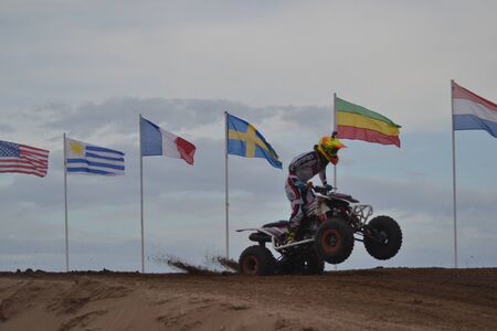 Quad race in the sand dunesの写真素材