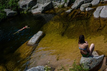 People walking in the outback ,lanscape sceneの写真素材