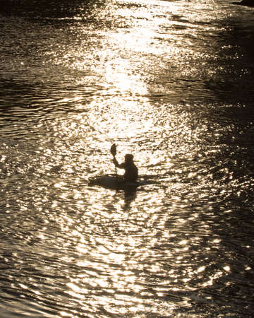 Kayaker at Duskの写真素材