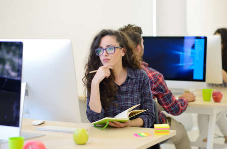 startup business, software developer working on computer at modern office