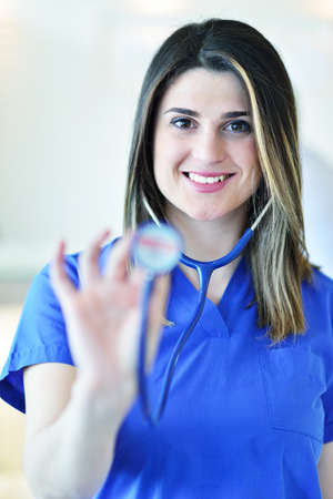 Professional general practitioner working with joy
