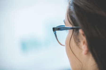 Woman use notebook computer close upの写真素材