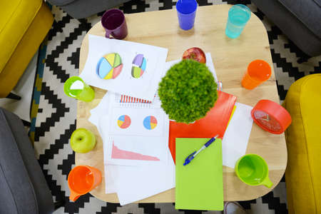 Office Meeting Table Startup No People Concept.の写真素材