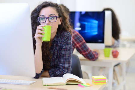 startup business, software developer working on computer at modern officeの写真素材