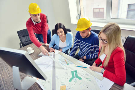 Young team have a Meeting In Architects Officeの写真素材