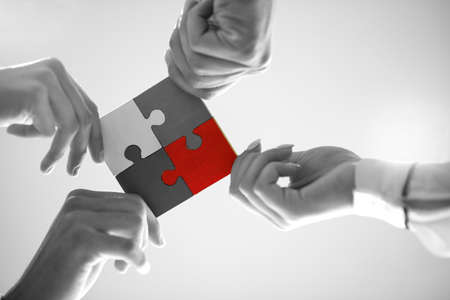 Business People Jigsaw Puzzle Collaboration Team Concept