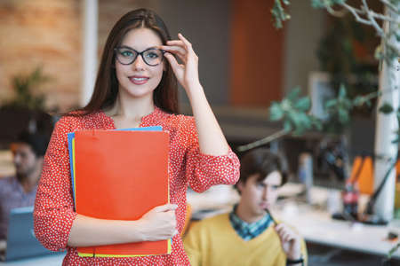 Modern business woman in the officeの写真素材