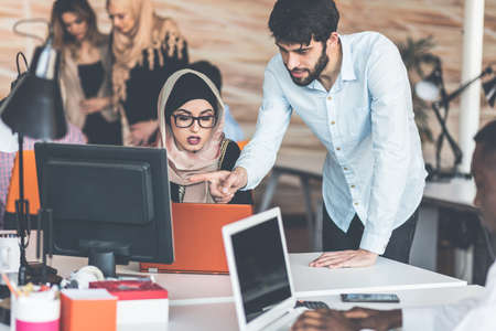 Multiracial contemporary business people working