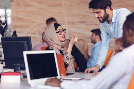 Multiracial contemporary business people workingの写真素材