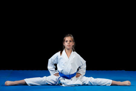 young girl in a white kimono, karateの写真素材