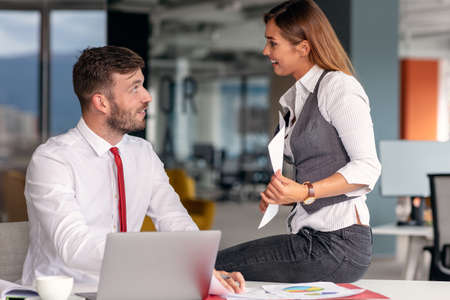 Young Business people working together on computerの写真素材